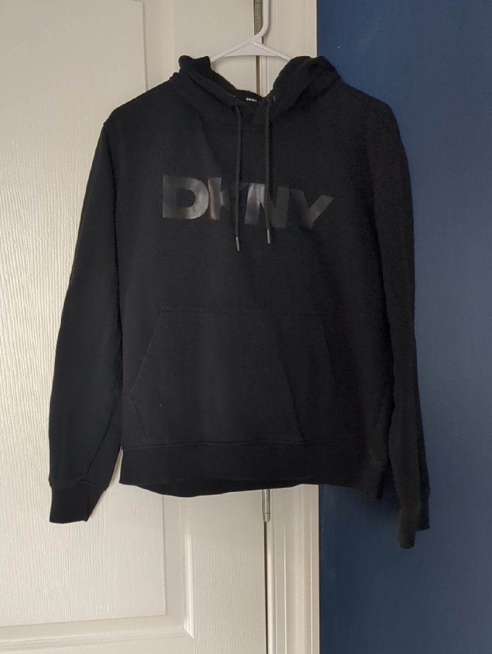 Dkny Black Pullover Hoodie with Gloss Logo